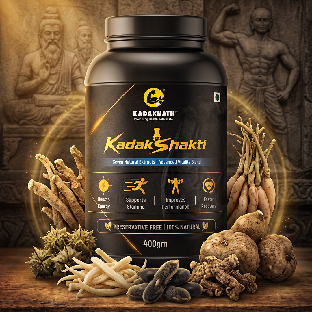 Kadak Shakti – Premium Herbal Vitality Powder for Men | Daily Strength, Energy & Stamina Support | Traditional 7-Herb Wellness Formula | No Added Sugar | 400 g